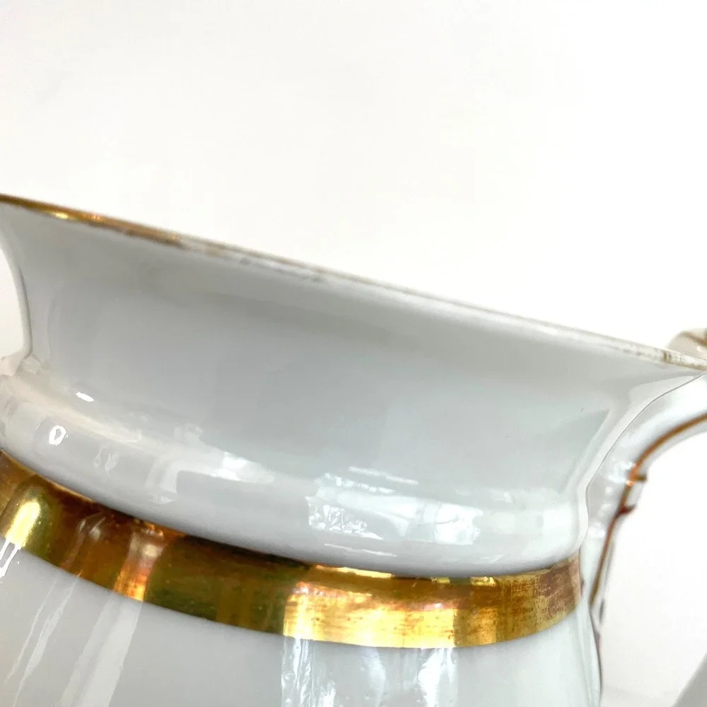 Antique CFH GDM Limoges France White Gold Porcelain Wedding Ring Teapot Creamer